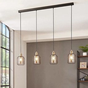 Lampadario Moderno Chisle 4 Luci Acciaio Nero