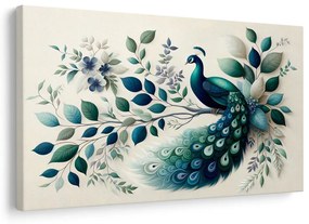 Quadro su tela – Pavone elegante tra le foglie