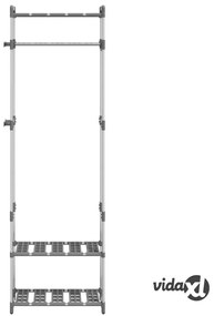 vidaXL Appendiabiti a 3 Livelli Argento 59x29x192 cm in Alluminio