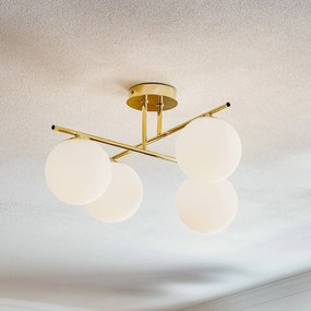 Domiluce Plafoniera Aurora, oro, Ø 50 cm, a 4 luci, vetro, E14