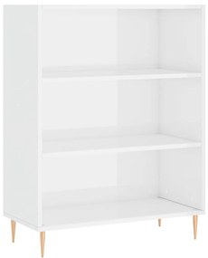 Libreria Bianco Lucido 69,5x32,5x90 cm in Legno Multistrato