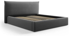 Letto matrimoniale imbottito grigio scuro con contenitore e doghe 160x200 cm Elio - Milo Casa
