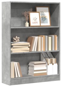 Libreria Grigio Cemento 80x24x109 Cm İn Legno Multistrato /