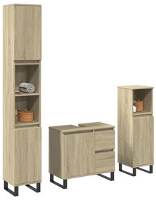 Set Mobili Da Bagno 3 Pz Rovere Sonoma İn Legno Multistrato /