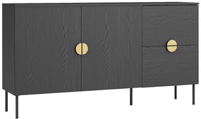 Credenza con 2 ante e 2 cassetti Nero e Dorato - NATANIEL