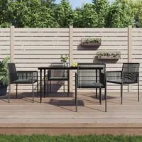 Sedie Giardino con Cuscini 4 pz Nere 54x60,5x83,5 cm Polyrattan 3187091