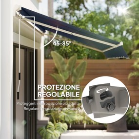 Tenda da Sole per Esterno 360x250 cm a Bracci Avvolgibile con Apertura a Manovella Grigio...