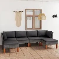 Set Divani da Giardino 6 pz con Cuscini in Polyrattan Grigio cod mxl 52164