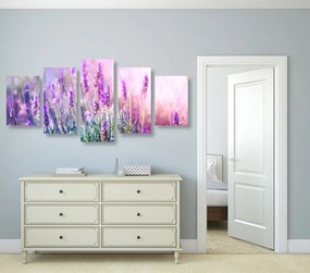 Quadri 5 pezzi – Fiori magici di lavanda
