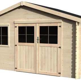Casetta da giardino DECOR ET JARDIN Boreal in legno con porta doppio battente, superficie interna 8.28 m² e spessore parete 28 mm