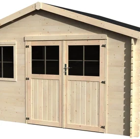 Casetta da giardino DECOR ET JARDIN Boreal in legno con porta doppio battente, superficie interna 8.28 m² e spessore parete 28 mm