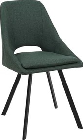 Sedia LINDA in tessuto verde per cucina con cuscino sfoderabile