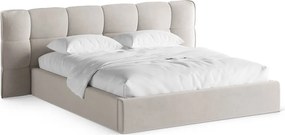 Letto matrimoniale imbottito beige con contenitore con rete inclusa 140x200 cm Eric – Micadoni