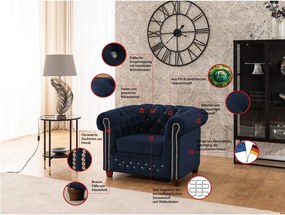 Poltrona chesterfield blu con rivestimento in velluto York Blik – Ropez