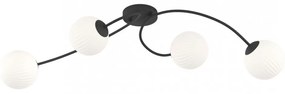 Lampada da soffitto in acciaio e vetro VIBRA 4 da interno 4xE14 Colore del corpo Nero e Bianco
