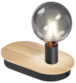 Ledvance - Lampada da tavolo touch DECOR WOOD 1xE27/8W/230V con USB