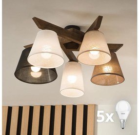 Brilagi - Lampadario LED ANTHONY 5xE14/40W/230V rovere noce