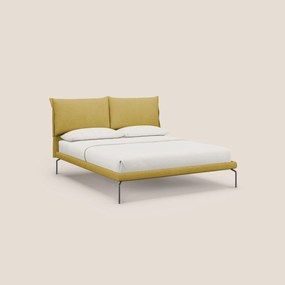 Bice letto imbottito con cuscini e piedi alti in metallo in tessuto impermeabile T02 giallo