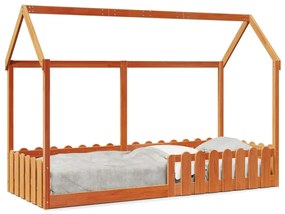 Giroletto Casetta Bambini Marrone Cera 80x200 Cm Massello Pino /