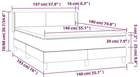 Giroletto a Molle con Materasso Grigio Chiaro 140x190cm Velluto