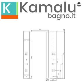 Kamalu - pannello doccia idromassaggio con soffione grande in acciaio satinato | kaman-e220