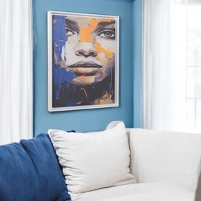 Quadro su tela con cornice moderno 67x97 cm con ritratto di donna colorato