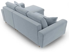 Divano angolare azzurro allungabile e con contenitore con rivestimento in velluto Kyoto – Cosmopolitan Design