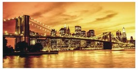 Stampa su tela Sunset Brooklyn bridge, multicolore 140 x 70 cm