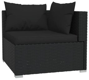 Set Divani da Giardino 5 pz con Cuscini in Polyrattan Nero