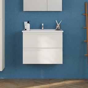 Kamalu - Mobile bagno sospeso 65 cm colore bianco opaco | LAC-EOLO-65