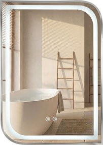 Specchio LED ZONE con cornice Nickel spazzolato – 70x50 cm