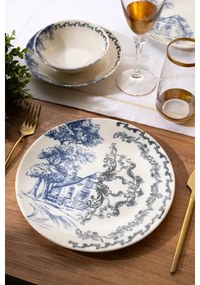 Set da tavola 24 pezzi, bianco/blu, in porcellana