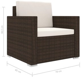 Set Divani da Giardino 11 pz con Cuscini in Polyrattan Marrone