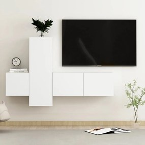 Set di Mobili Porta TV 3 pz Bianco in Legno Multistrato