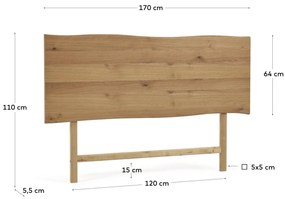 Kave Home - Testiera Rasha impiallacciata rovere finitura naturale per letto da 160 cm