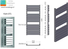 Radiatore scaldabagno 510x1200mm modello Kam-371 - KAMALU