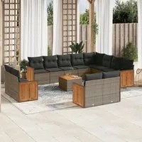 Set Divani da Giardino 13 pz con Cuscini Grigio in Polyrattancod mxl 89264