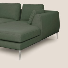Plano divano moderno angolare con penisola in microfibra smacchiabile T11 verde