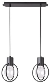 Lampadario a sospensione con filo AURA 2xE27/60W/230V nero