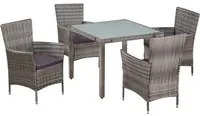 Set da Pranzo da Giardino 5 pz con Cuscini in Polyrattan Grigio cod mxl 35752