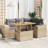 Set Divano da Giardino 5 pz con Cuscini Beige in Polyrattan 3327370