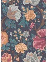 Cole & Son Carta da parati MIdsommer Bloom - Orange, Rose & Petrol on Ink