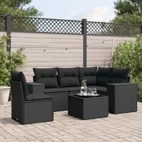 Set Divano da Giardino 6 pz con Cuscini Nero in Polyrattan 3254912