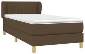 Giroletto a molle con materasso marrone scuro 90x200 cm tessuto