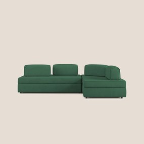 Liberty divano angolare con pouf estraibile e schienali movibili in tessuto morbido impermeabile T02