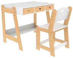 2Kids Toys - Scrivania regolabile per bambini con sedia, legno/bianco