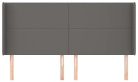 Testiera ad orecchio grigio 203x16x118/128 cm in similpelle