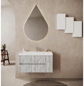 Mobile bagno sospeso con lavabo L 100 x H 50.5 x P 40 cm grigio antico in mdf, 1 anta 2 cassetti per vasca centrale Portofino