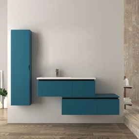 Mobile bagno blu petrolio 140 cm sospeso Slide