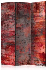 Paravento separè Metallo rosso (3-parti) - composizione con texture irregolare